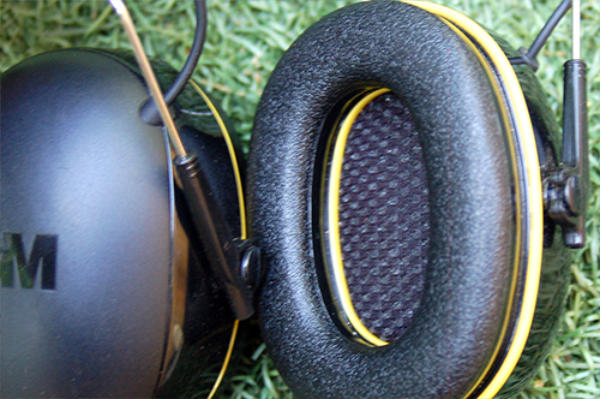 Interior view of 3M WorkTunes ear cushion showing the speaker padding